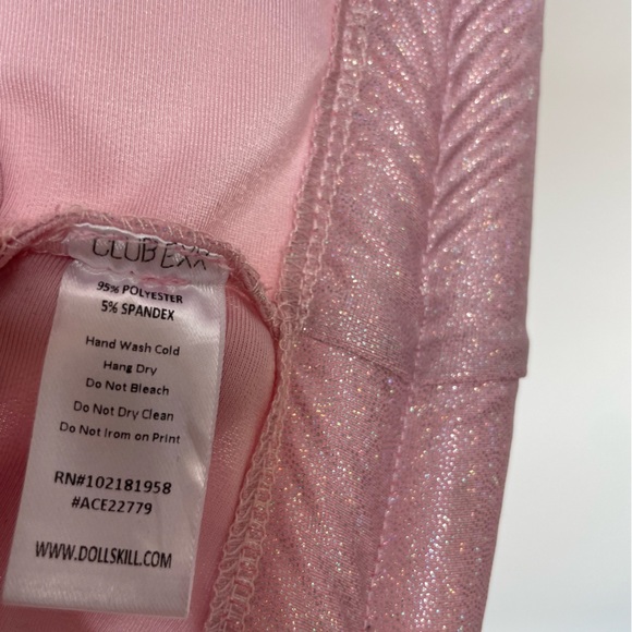 NWT Dolls Kill Club Exx Spaced Out Crop Top Rave Holographic Pastel Pink Small - Picture 10 of 11